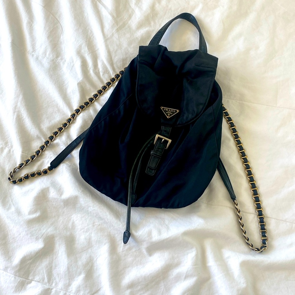 Prada Backpack Cloth with Chain Straps - Vintage